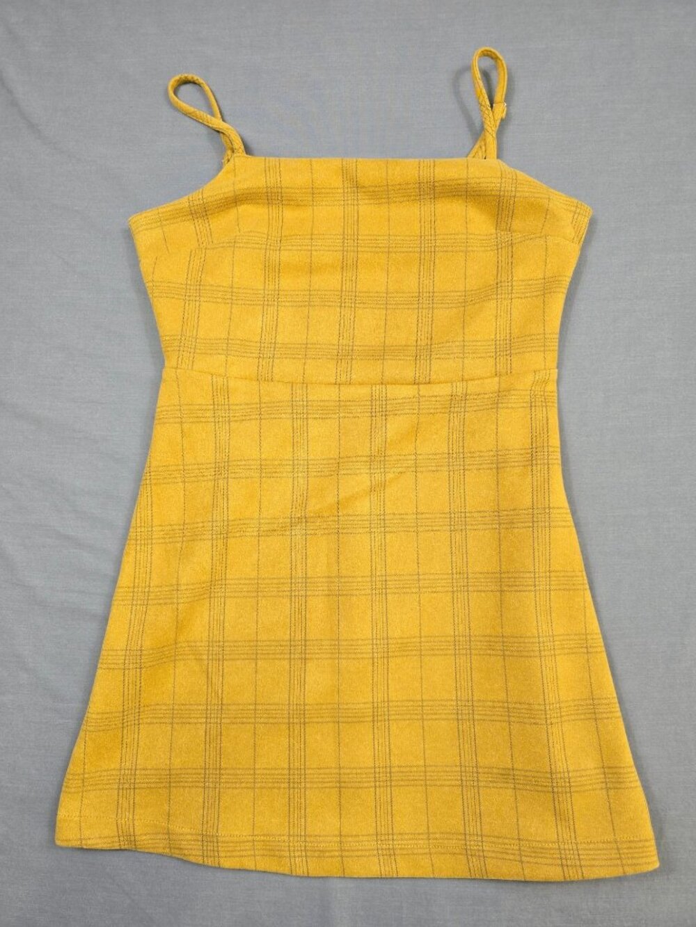 She + Sky Yellow Plaid Sleeveless Skater Mini Dress Womens Medium